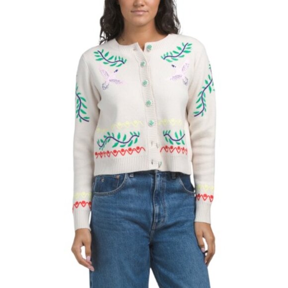 CYNTHIA ROWLEY Bird Palm Cardigan - Picture 1 of 6